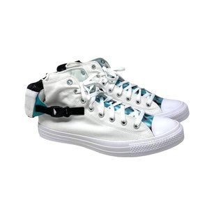 Converse Sneaker Men's Size 170829C CTAS BUCKLE UP High White Harbor Teal Canvas